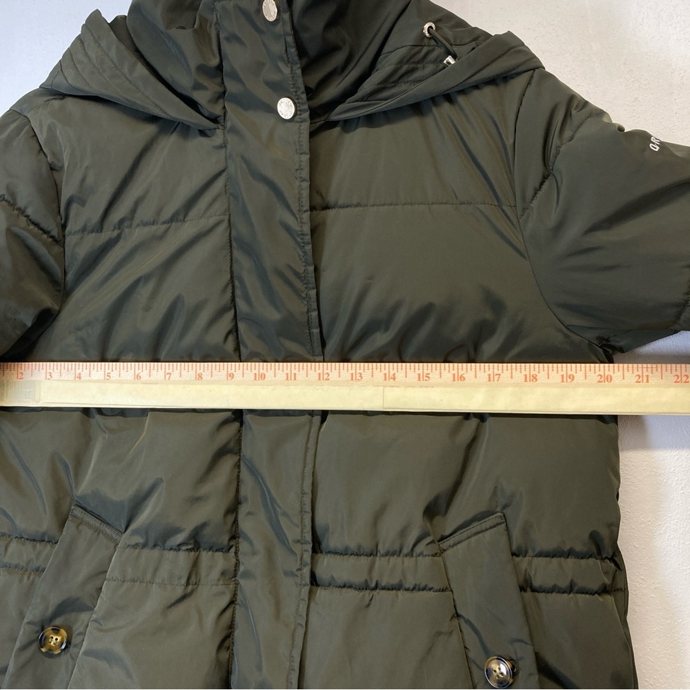 Orolay Down Puffer Jacket Womens Small Green Hooded Long Full Zip Snap Pockets - Picture 9 of 16